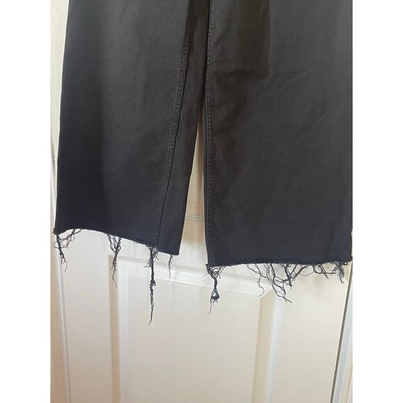 Zara Straight Wide Legs Jeans Baggy Solid Black Size 4 - Picture 4 of 8